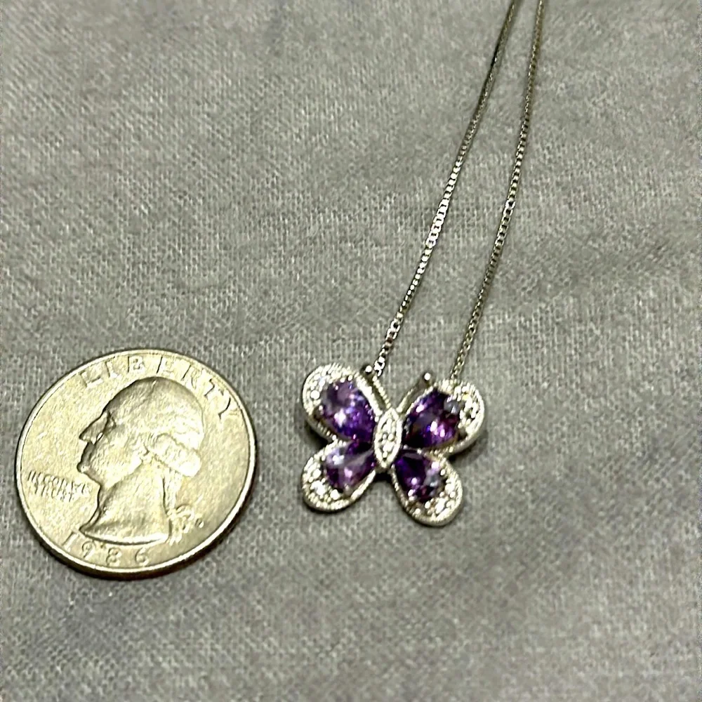 💎  Silver and Purple Butterfly Pendant